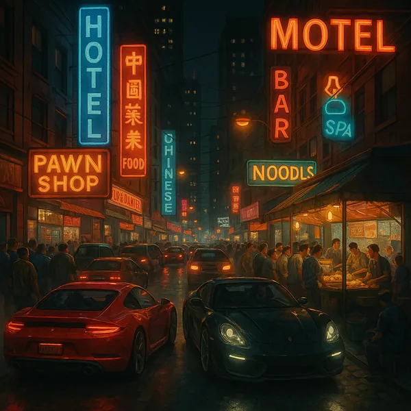 Discover a puzzle with a vibrant nighttime city street scene sparkling with neon signs.