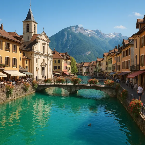Discover a puzzle with a sunlit canal scene framed by pastel-hued townhouses, a graceful stone bridge adorned with flowerboxes, and a small church steeple set a