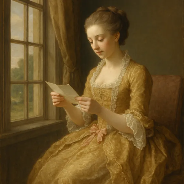 Discover a puzzle with a graceful young woman seated by a window, reading a letter in soft, golden light.
