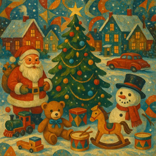 Vintage Winter Village Scene jigsaw puzzle