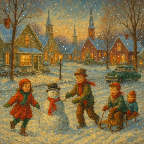Enjoy assembling a puzzle depicting a charming winter wonderland, where the soft glow of street lamps illuminates a quaint village scene.
