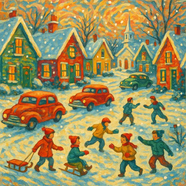 Vintage Winter Village Scene jigsaw puzzle