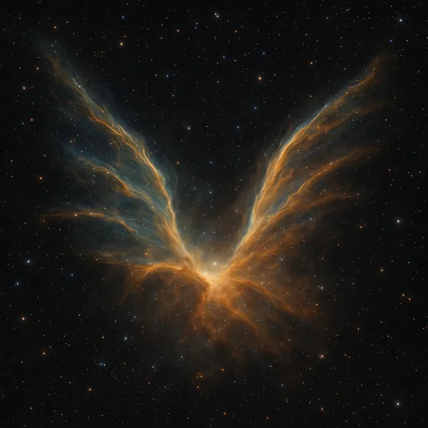 Enjoy assembling a puzzle depicting a stunning cosmic nebula that fans out like glowing wings against a field of twinkling stars.