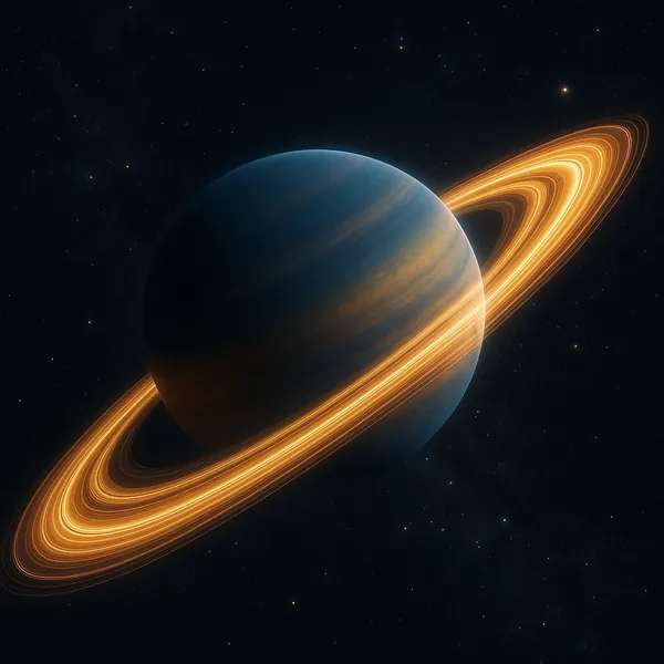 Discover a puzzle with a majestic ringed planet floating against a star-speckled cosmic backdrop.