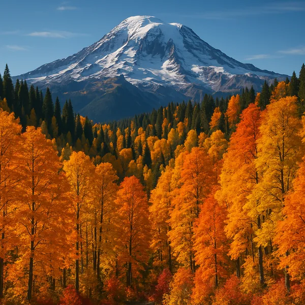 Enjoy an online jigsaw puzzle designed for browser play, featuring a breathtaking autumn mountain landscape.
