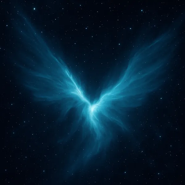 Discover a puzzle with a luminous blue nebula unfurling like angelic wings against a deep, star-speckled night sky.