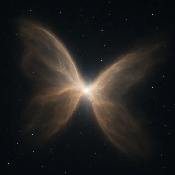 Try solving a puzzle that shows a luminous star at the center of a butterfly‑like nebula, its delicate golden-brown gas wings unfurling against a deep, starlit