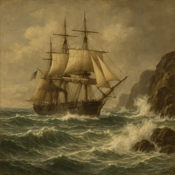 Enjoy assembling a puzzle depicting a majestic three‑masted sailing ship cutting through choppy green‑blue waves near rugged coastal cliffs.