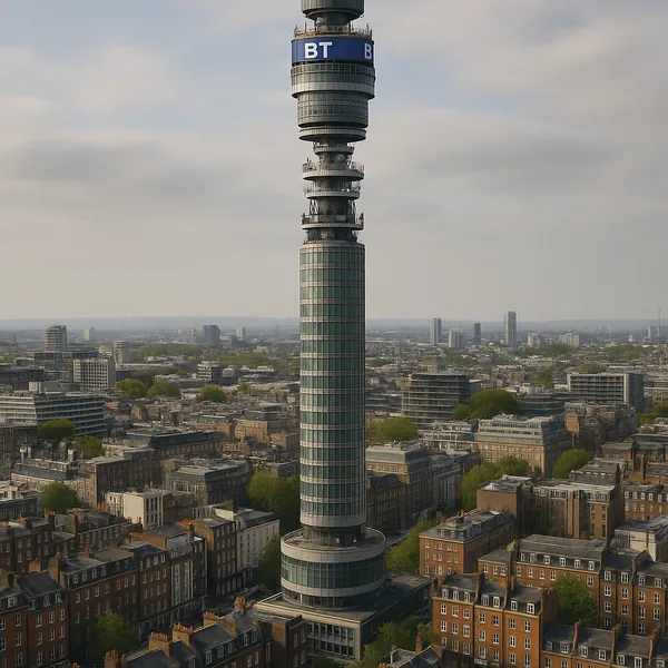 Try solving a puzzle that shows a tall cylindrical communications tower rising above a classic London streetscape and skyline.