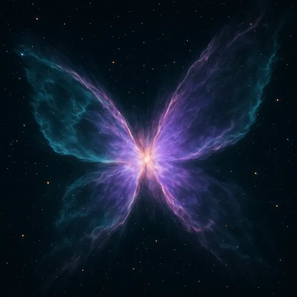 Discover a puzzle with a radiant cosmic butterfly nebula glowing against a deep starlit sky.