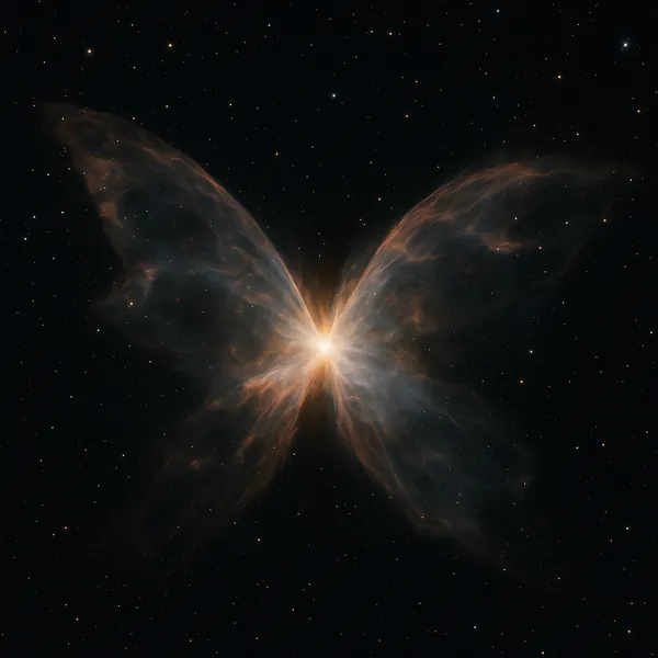 Enjoy assembling a puzzle depicting a delicate butterfly-shaped nebula glowing against the deep black of space.