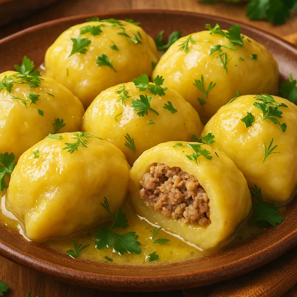 Discover a puzzle with a warm plate of savory stuffed dumplings on PuzzleFree.Game.