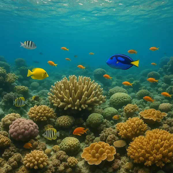 Enjoy an online jigsaw puzzle designed for browser play, featuring a vibrant underwater reef scene full of marine life.