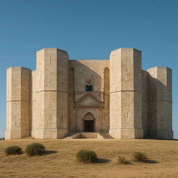 Discover a puzzle with a sunlit stone fortress set against a clear blue sky, perfect for lovers of architecture and calm landscapes.