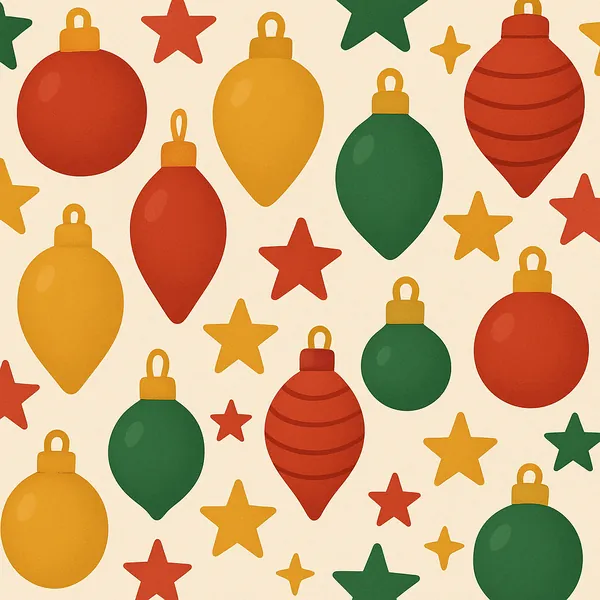 Enjoy an online jigsaw puzzle designed for browser play, featuring a festive holiday scene of colorful ornaments and stars.