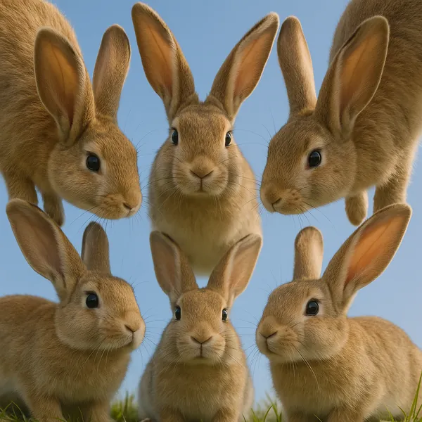 This online jigsaw puzzle features a close-up portrait of playful rabbits, perfect for animal and nature lovers to enjoy in the browser.