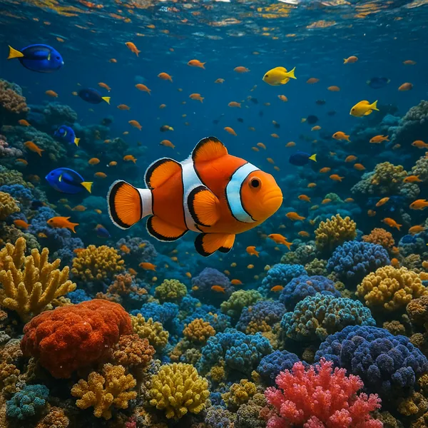 Enjoy an online jigsaw puzzle designed for browser play, featuring a vibrant underwater scene filled with colorful marine life.