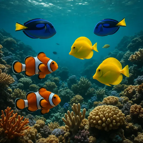Enjoy an online jigsaw puzzle designed for browser play, featuring a colorful underwater scene of tropical fish and coral.
