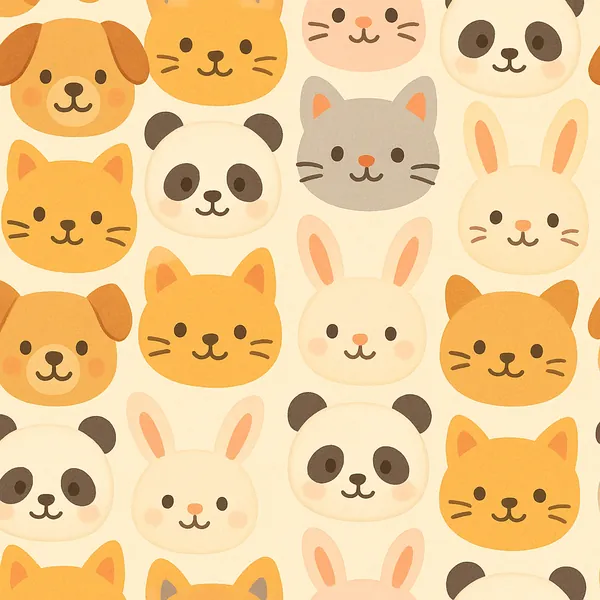Here’s an online jigsaw puzzle you can play in your browser, featuring a cheerful pattern of cute animal faces.
