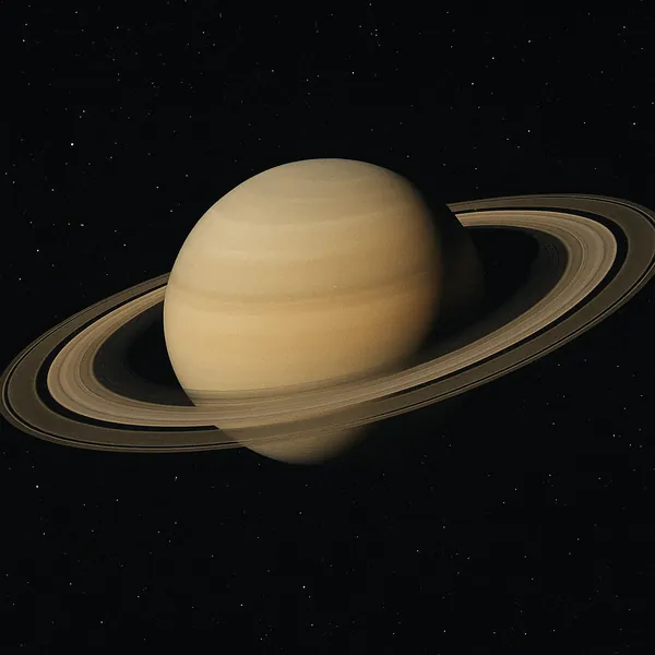 Discover a puzzle with a majestic view of Saturn and its iconic rings set against a deep, star-speckled space background.