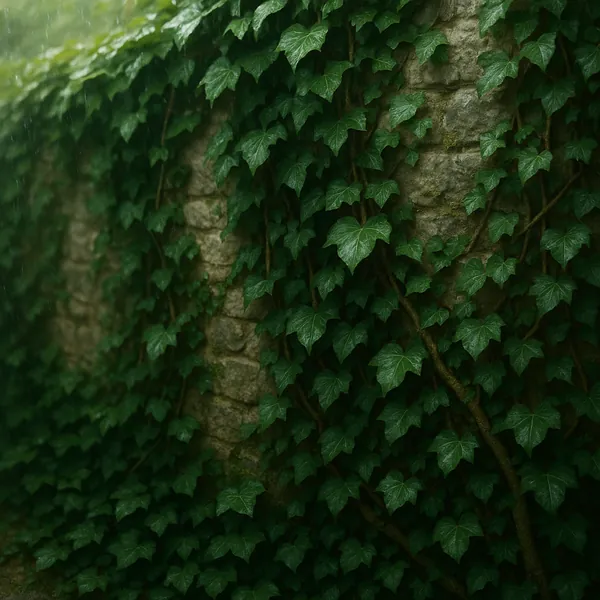 Discover a puzzle with a lush ivy-covered stone wall, where deep emerald leaves climb over weathered rocks under soft, diffused light.