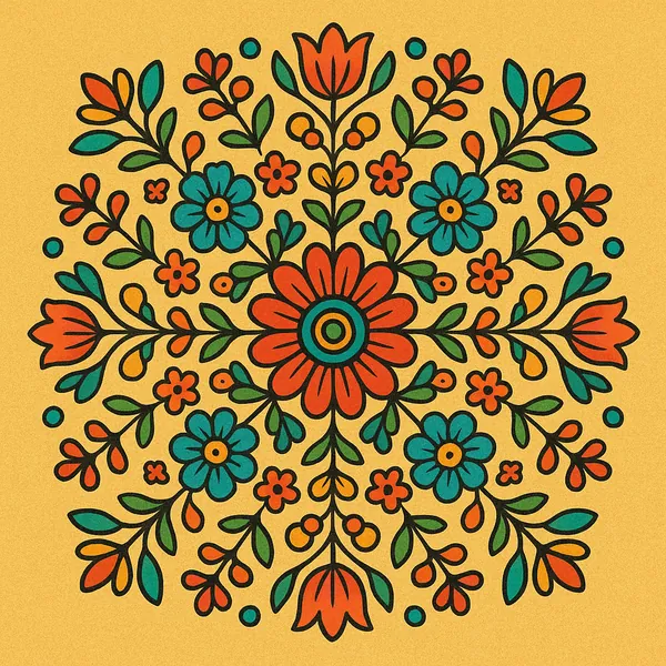 This online jigsaw puzzle features a vibrant folk-art floral design that’s perfect for a browser play session, celebrating nature and decorative art.