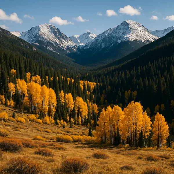 Enjoy an online jigsaw puzzle designed for browser play, featuring a tranquil autumn mountain landscape.