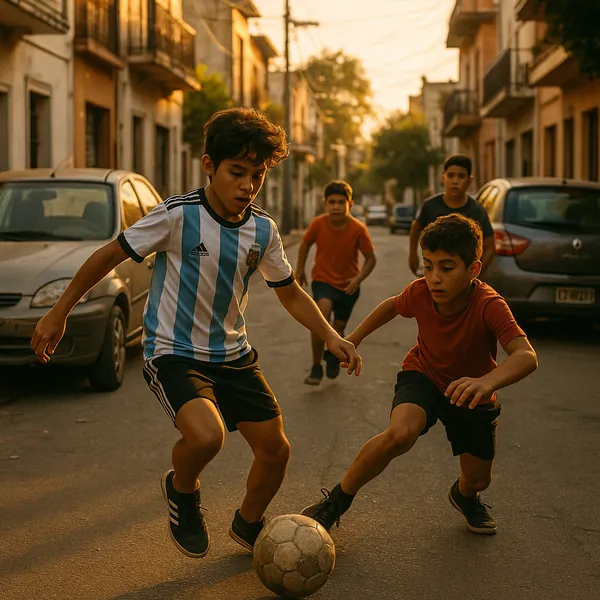 This online jigsaw puzzle features a lively street scene of kids playing soccer, perfect for a browser game that celebrates sport and everyday life.
