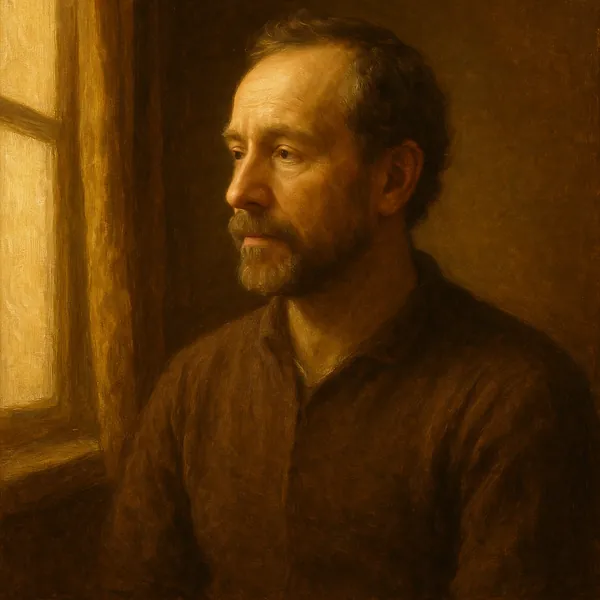 Discover a puzzle with a warm, contemplative portrait of a man gazing toward a softly lit window.