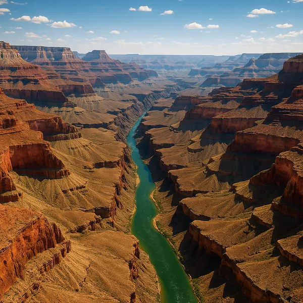Enjoy an online jigsaw puzzle designed for browser play, featuring a dramatic natural canyon landscape with a winding river cutting through layered rock.