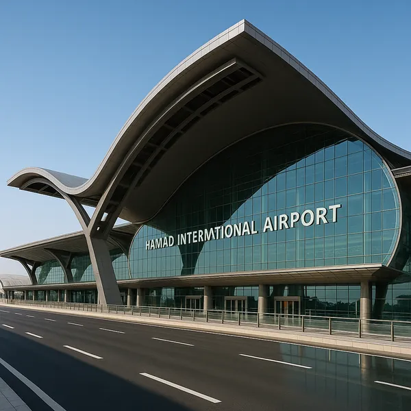 Discover a puzzle with a striking modern airport facade featuring sweeping, wave-like concrete roofs and a large glass curtain wall in cool blues and soft grays