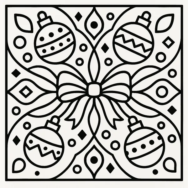 This online jigsaw puzzle features a festive holiday design of ornaments and ribbons, ideal for seasonal play in your browser.