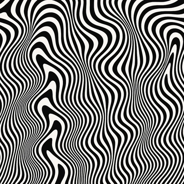Discover a puzzle with bold black-and-white optical illusion stripes that ripple and bend across the image in flowing, wavy bands.