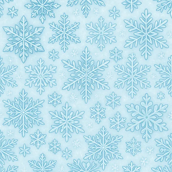 Discover a puzzle with a delicate winter pattern of hand-drawn snowflakes in soft icy blues and pale teal.