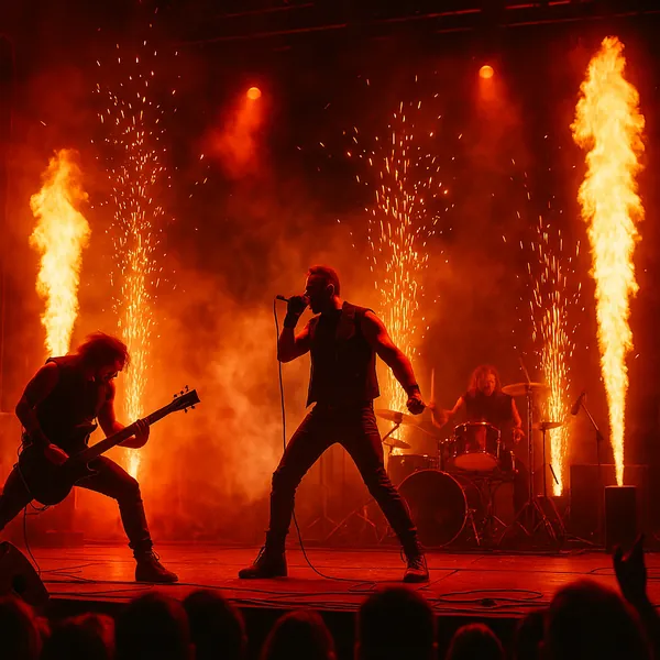 This online jigsaw puzzle features a fiery live rock concert scene, perfect for music and performance lovers to play right in their browser.