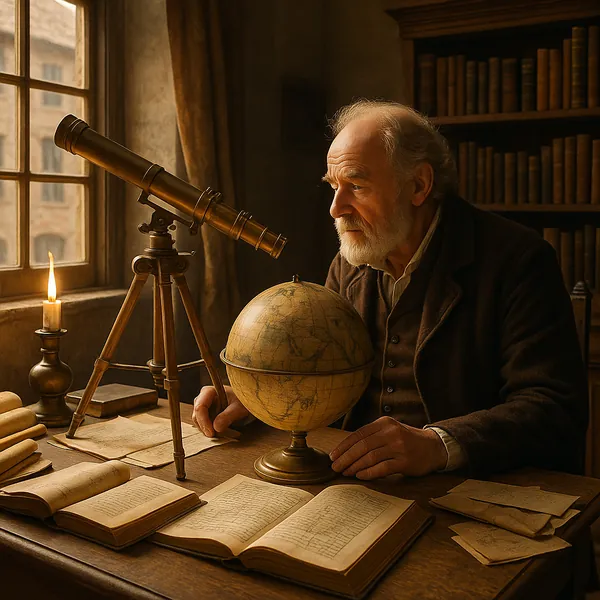 Enjoy an online jigsaw puzzle designed for browser play, featuring a cozy historical study centered on astronomy and exploration.