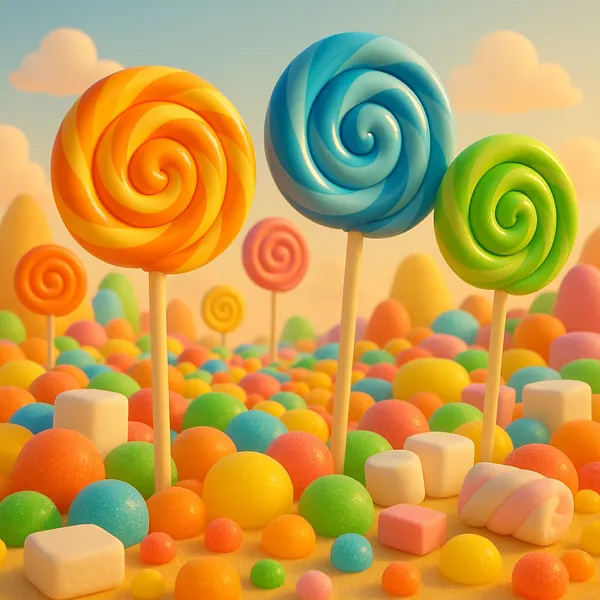 Enjoy an online jigsaw puzzle designed for browser play, featuring a whimsical candyland scene filled with sweets and treats.