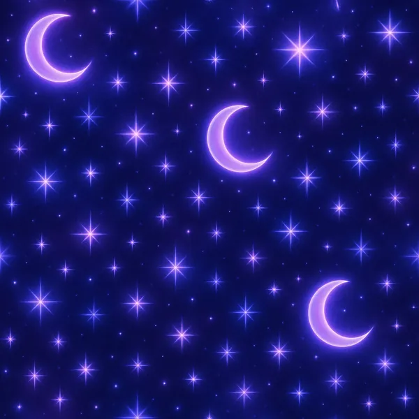 Discover a puzzle with a dreamy night sky scattered with glowing crescent moons and twinkling stars.