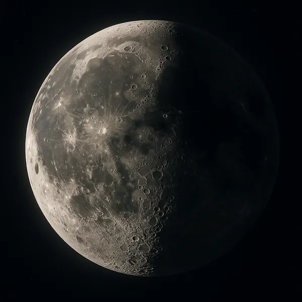 Discover a puzzle with a close-up view of the Moon, showing sharp craters, subtle maria, and soft shadowed ridges in monochrome tones.