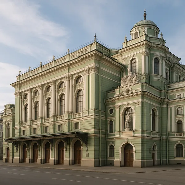 Discover a puzzle with a stately, pastel-green neoclassical building bathed in soft daylight.