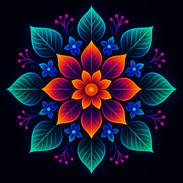 Enjoy an online jigsaw puzzle designed for browser play, featuring a vivid floral mandala that blends art and nature in a striking composition.