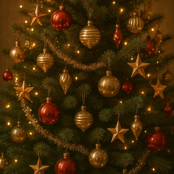 Enjoy an online jigsaw puzzle designed for browser play, featuring a warmly decorated Christmas tree full of holiday charm.