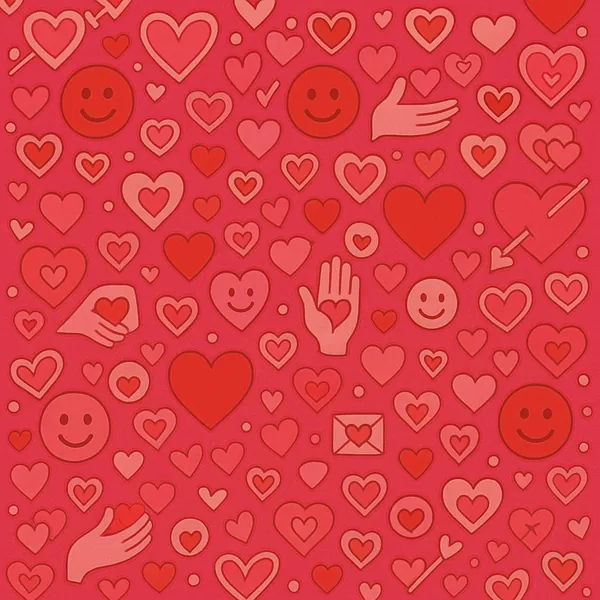 Enjoy an online jigsaw puzzle designed for browser play, featuring a cheerful Valentine‑style pattern of hearts and friendly icons.