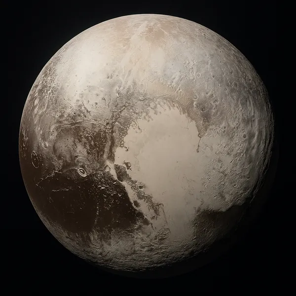 Discover a puzzle with a close-up view of a distant icy world, showing muted browns, creams, and soft grays that highlight cratered textures and sweeping frozen