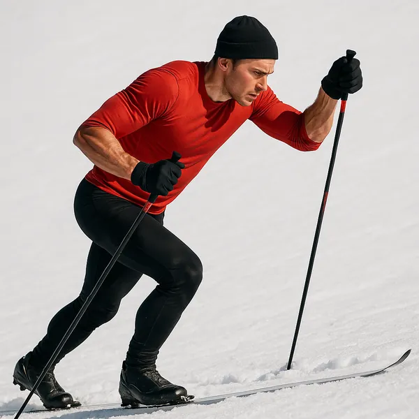 Enjoy an online jigsaw puzzle designed for browser play, featuring spirited winter sports action.