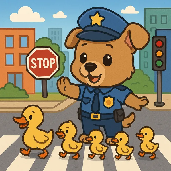 Enjoy an online jigsaw puzzle designed for browser play, featuring a delightful animal scene set in a friendly city street.