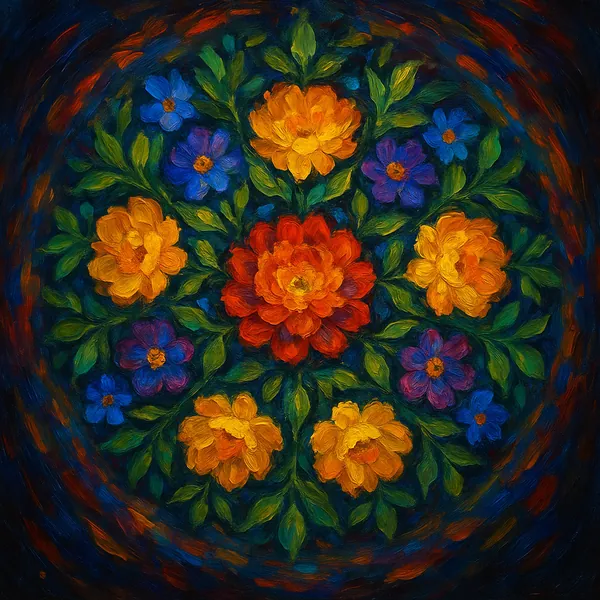 Enjoy an online jigsaw puzzle designed for browser play, featuring a richly colored floral painting that brings art and nature together.
