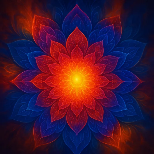 Enjoy an online jigsaw puzzle designed for browser play, featuring a radiant mandala-like floral design that blends art and nature.