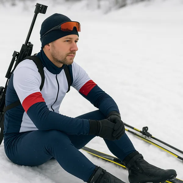 Enjoy an online jigsaw puzzle designed for browser play, featuring a winter sports scene set in snowy nature.
