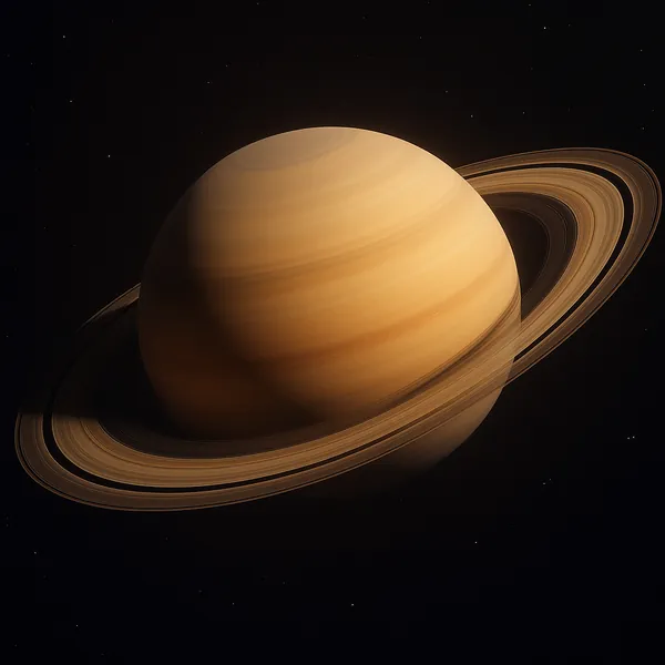 Discover a puzzle with a majestic ringed planet suspended against a deep, starry space background.
